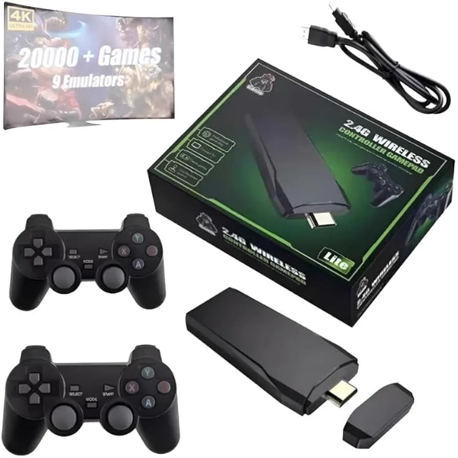 Kit do Game Stick com caixa, stick e controles